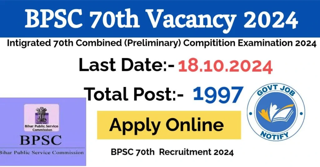 BPSC 70th Vacancy 2024 Pre Notification
