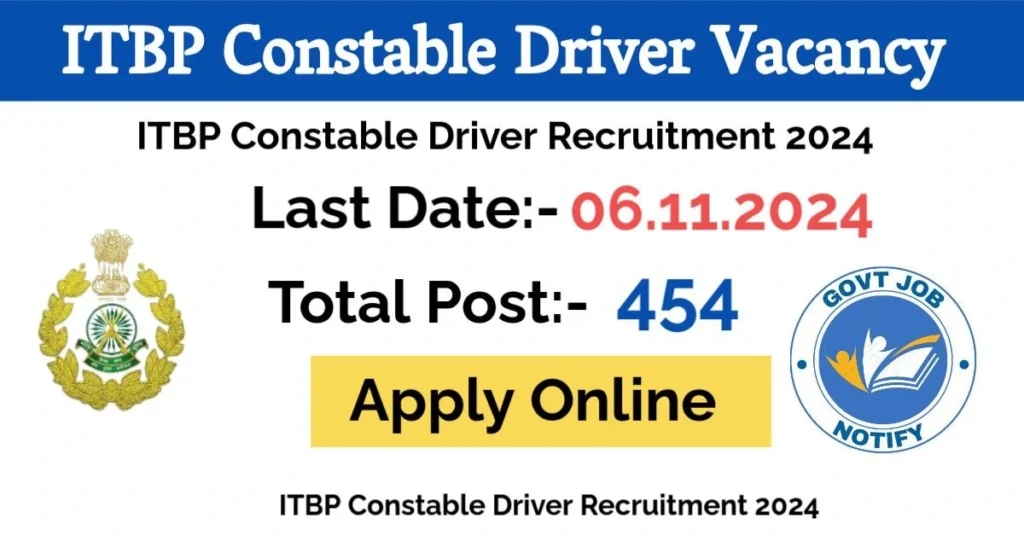 ITBP Constable Driver Recruitment 2024 Apply Online
