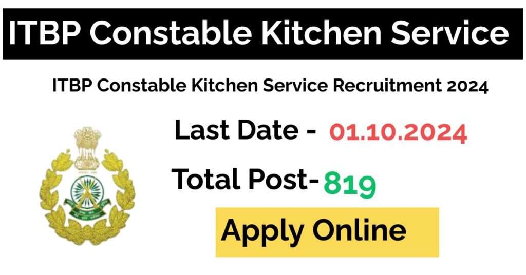 ITBP Constable Kitchen Service Recruitment 2024 